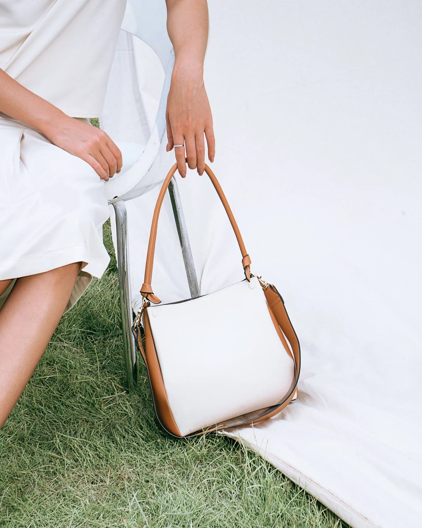 Mini Two-Tone Tote Corn Leather