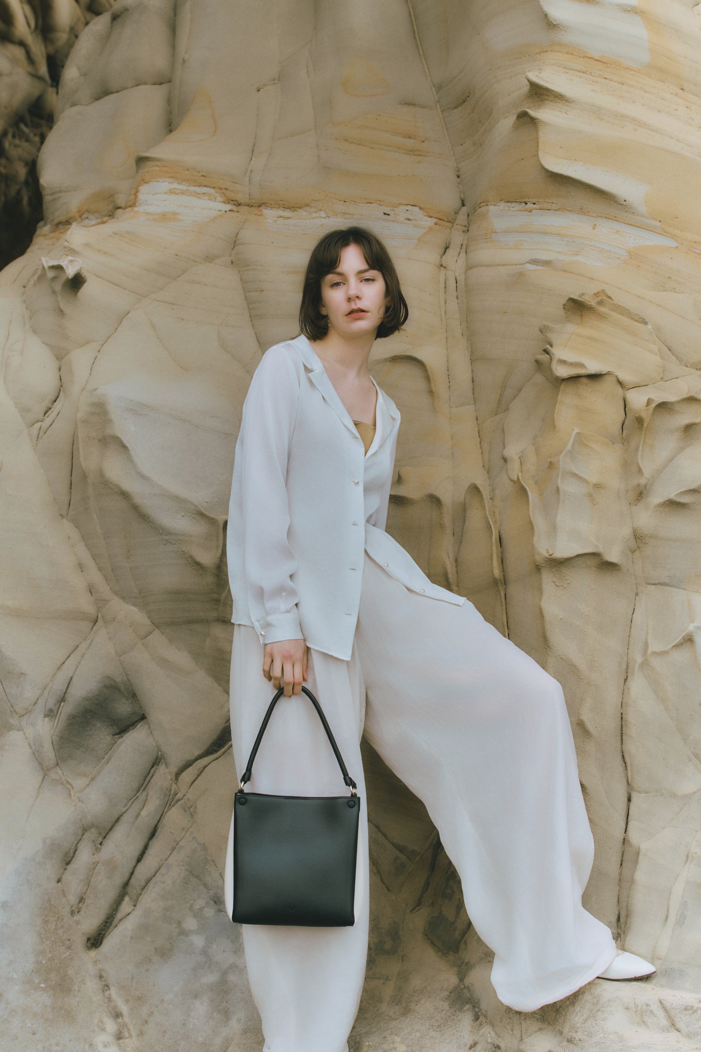 Mini Two-Tone Tote Corn Leather
