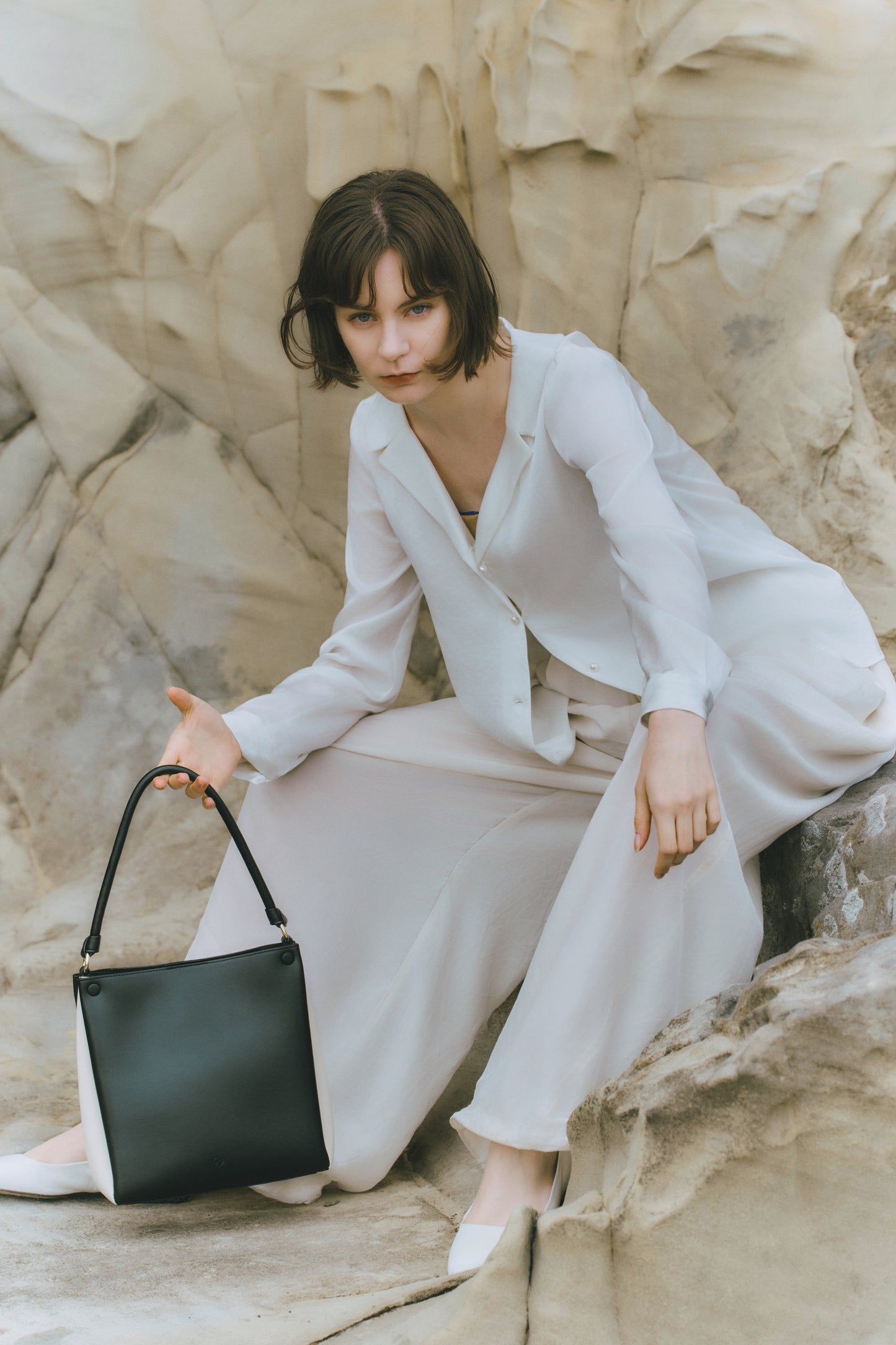 Mini Two-Tone Tote Corn Leather
