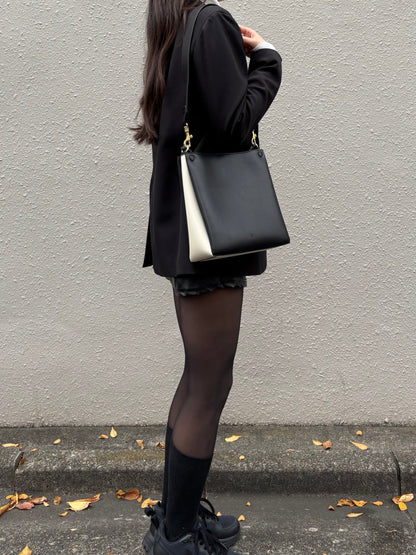 Mini Two-Tone Tote Corn Leather