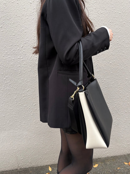 Mini Two-Tone Tote Corn Leather